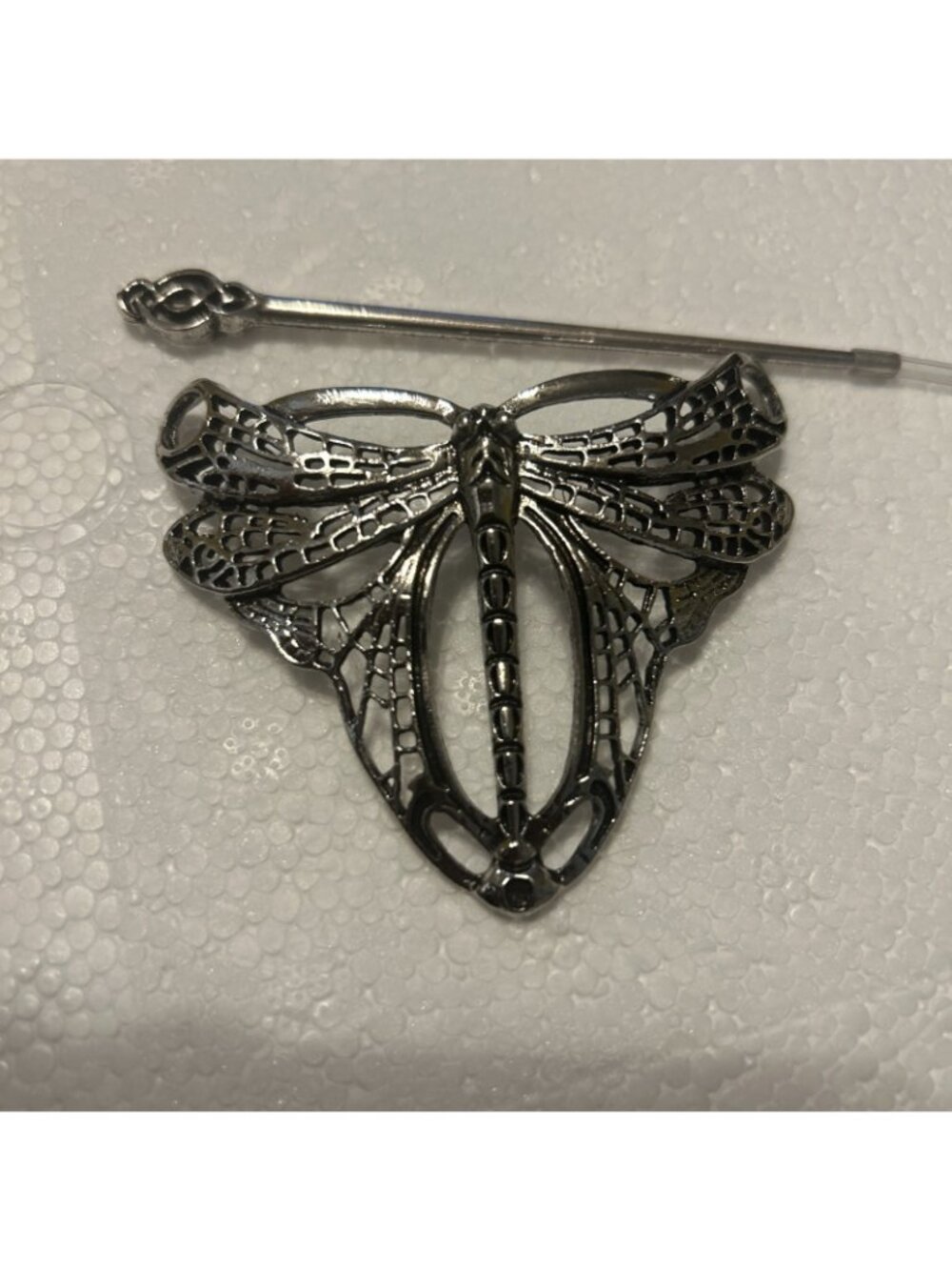 Dragon Fly Hair Pin Silver Tone Approximately 3” W/ Pin Holder - Picture 2 of 11